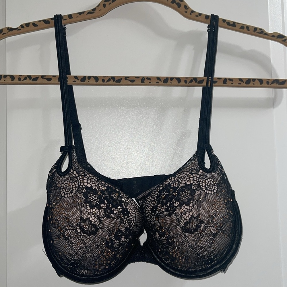 Victoria’s Secret sexy little things push-up bra sparkly lace rhinestones 32D